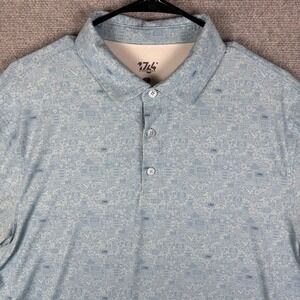 1764 Polo Shirt Men Large Blue Performance Stretch Code Programmer Casual Modern